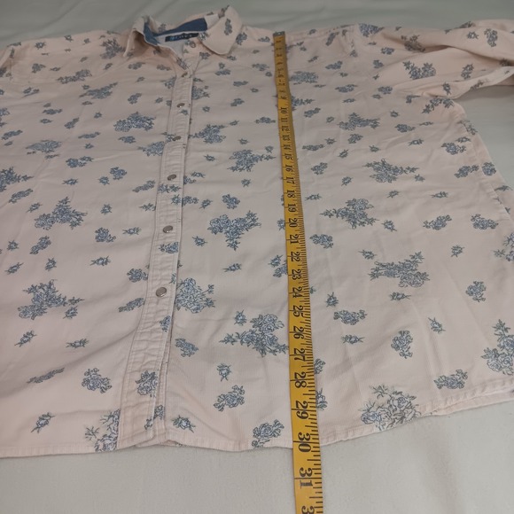 90s Wranglers Blue Cream Floral Cottagecore Corduroy  Pearl Snap Button Shirt 3X - Picture 4 of 11